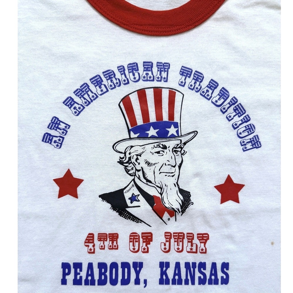 Uncle Sam July 4 TShirt Peabody Ks Small Town America 80s Screen Stars 31" Chest